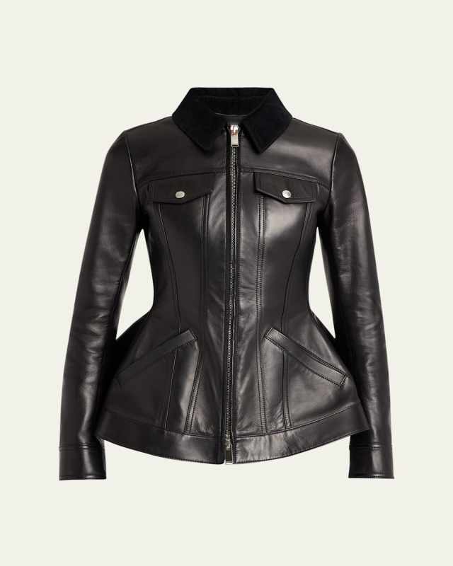 Leather Bird Peplum Jacket